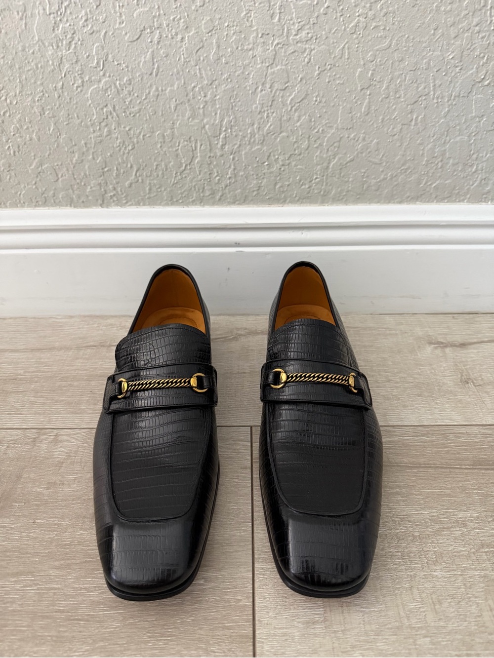 Tom Ford Black Embossed Leather Bit Loafers with Gold Hardware men 11.5 - Picture 2 of 5